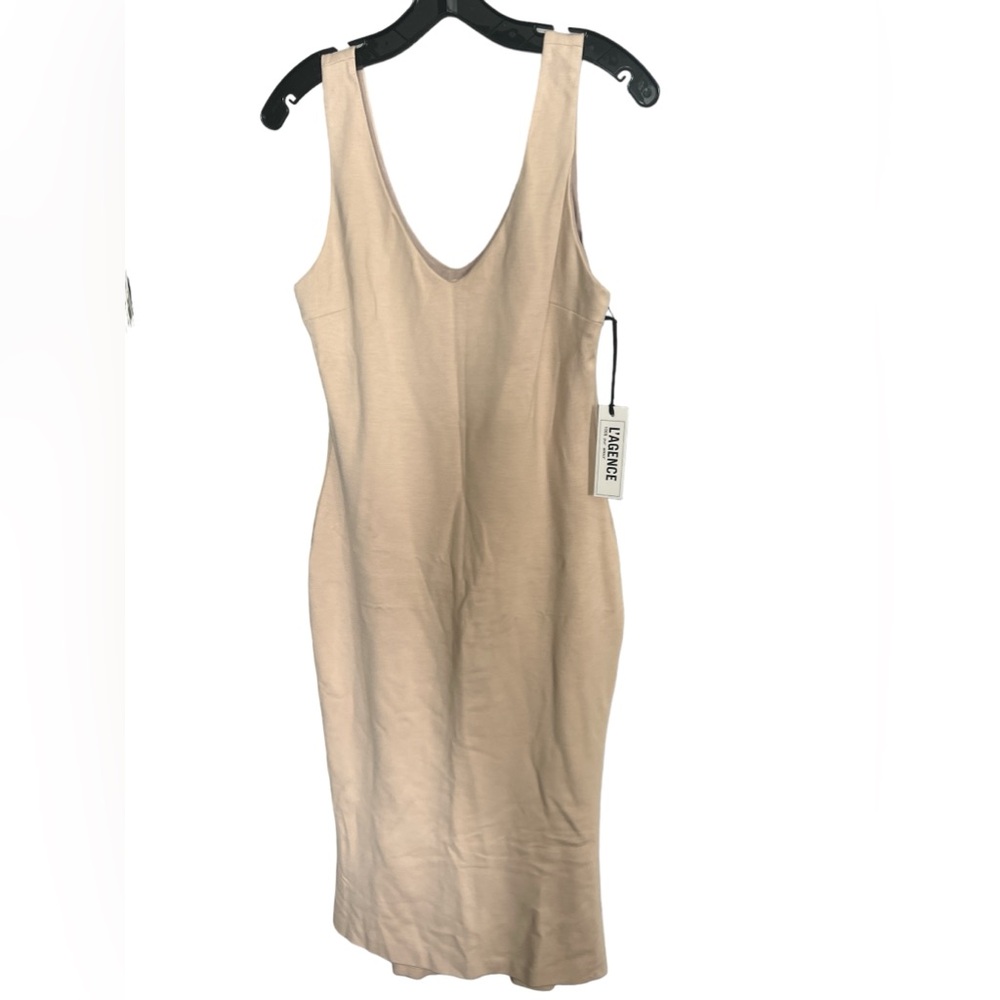 L’AGENCE Cream/Tan Bodycon Sleeveless Dress Mermaid Silhouette Size Large NEW